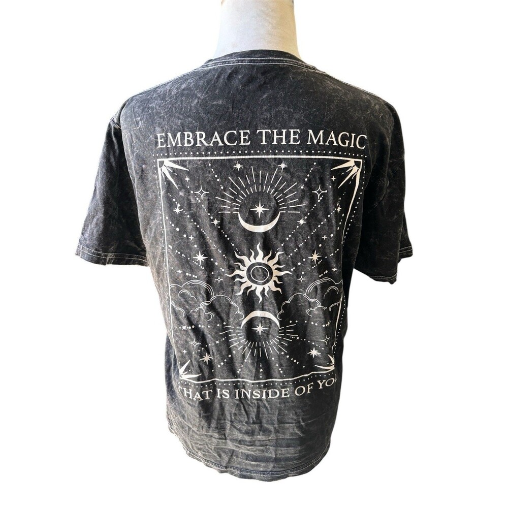 Celestial Embrace The Magic Moon Stars Black Tee Whimsigoth S